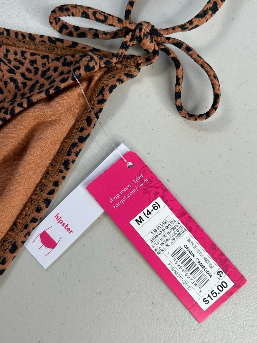 Xhilaration Youth Leopard Print Ribbed Triangle Bikini Set Medium